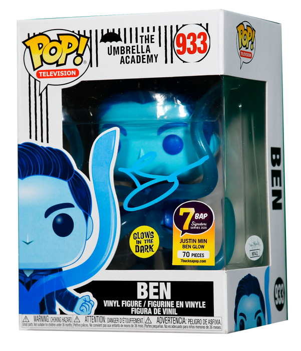 Funko POP! Television: The Umbrella Academy - Ben (GiTD)(7 BAP)(70 PCS)(Signed/Justin Min/JSA) #933