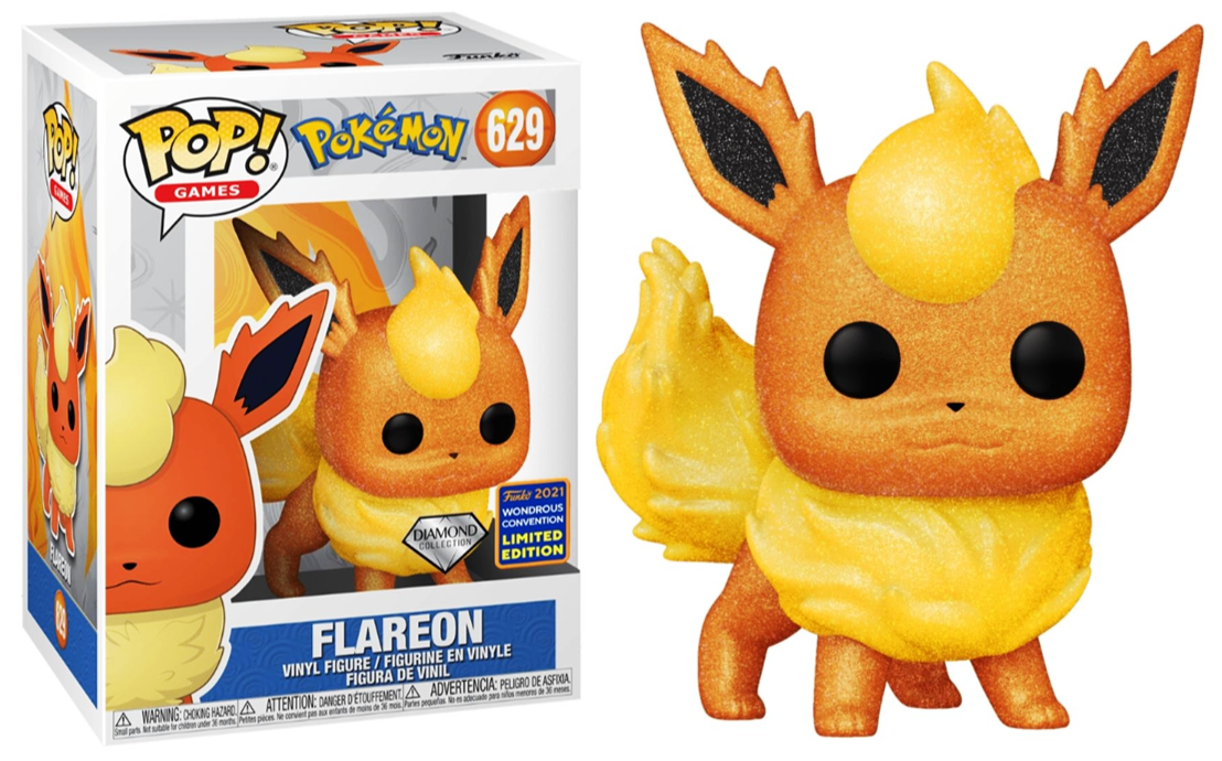 Funko POP! Games: Pokemon - Flareon (Diamond)(2021 Wonderous Convention)(Damaged Box) #629