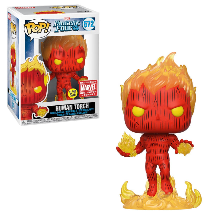 Funko POP! Marvel: Fantastic Four - Human Torch (GiTD)(Marvel Corps) #572