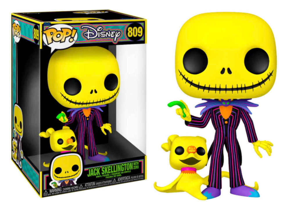 Funko POP! Disney: Jack Skellington w/ Zero [Black Light][10 Inch](Damaged Box) #809