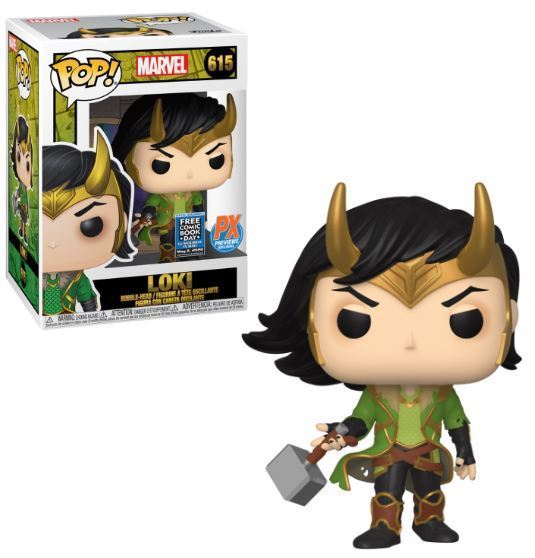 Funko POP! Marvel - Loki [Holding Mjolnir](Free Comic Book Day)(PX Previews) #615