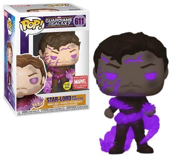 Funko POP! Marvel: Guardians Of The Galaxy - Star-Lord w/ Power Stone (GiTD)(Collector's Corps) #611