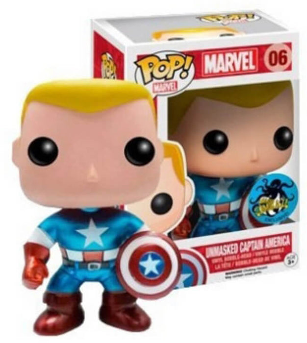 Funko POP! Marvel: Unmasked Captain America (LACC)(Damaged Box) #06